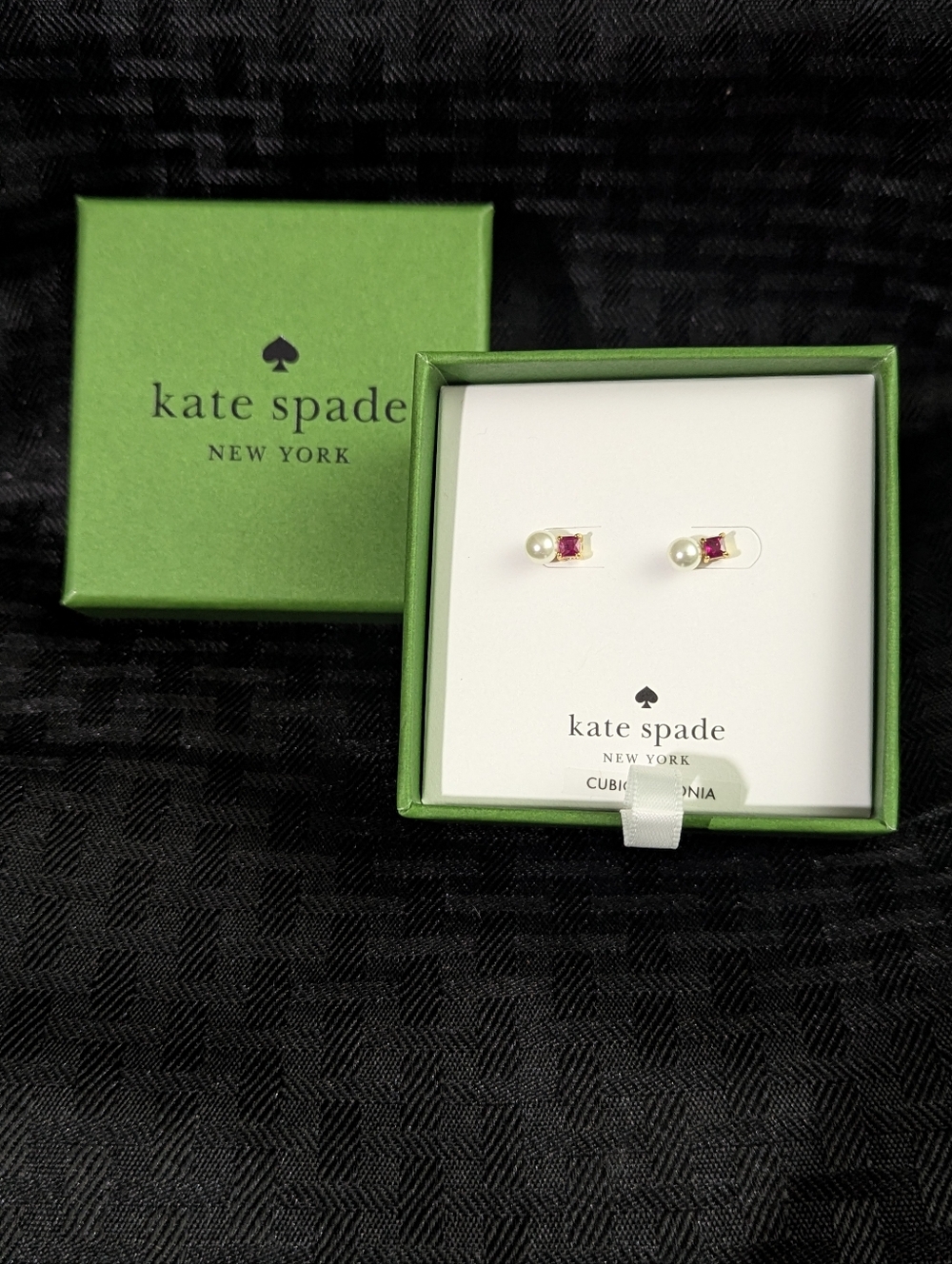 Pearl and Ruby Little Gem Kate Spade Stud Earrings.